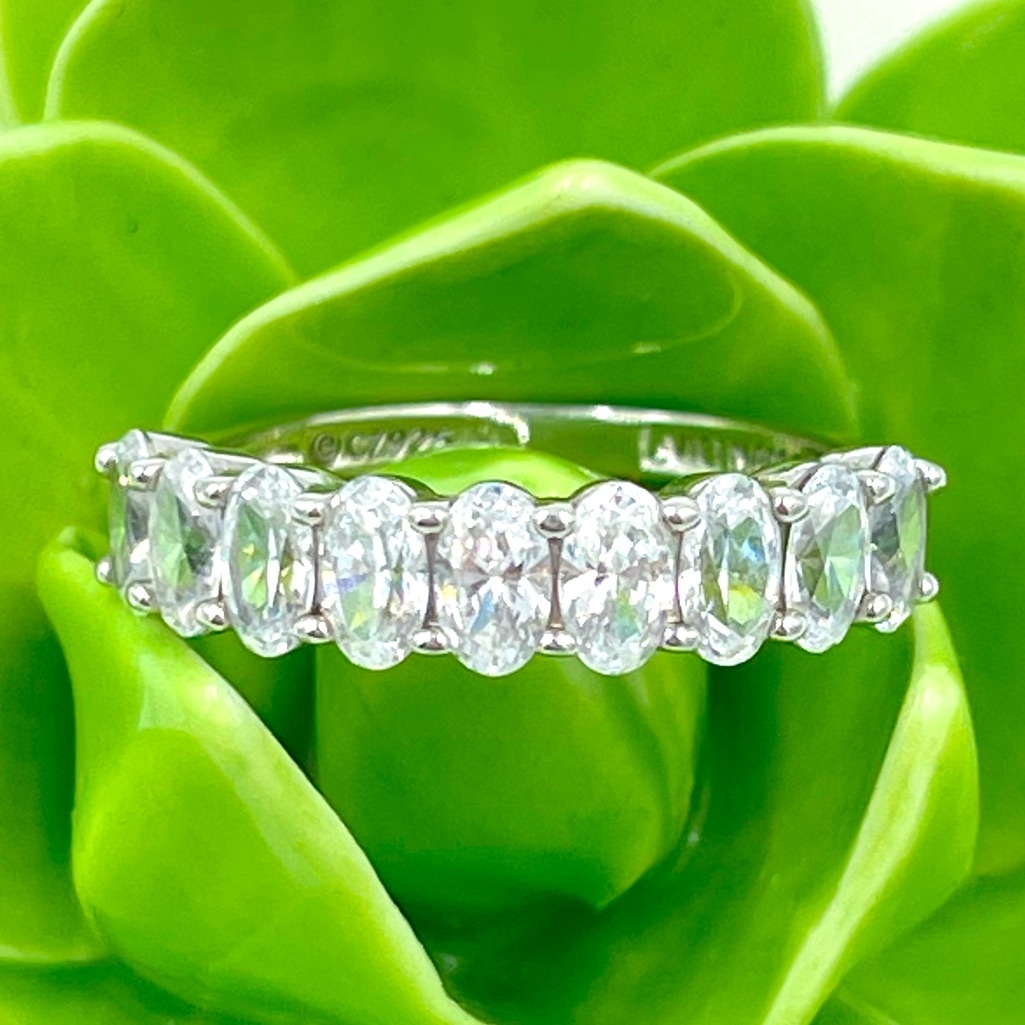 Diamonique Oval Cut 9 Stone Ring Size 8 Nib